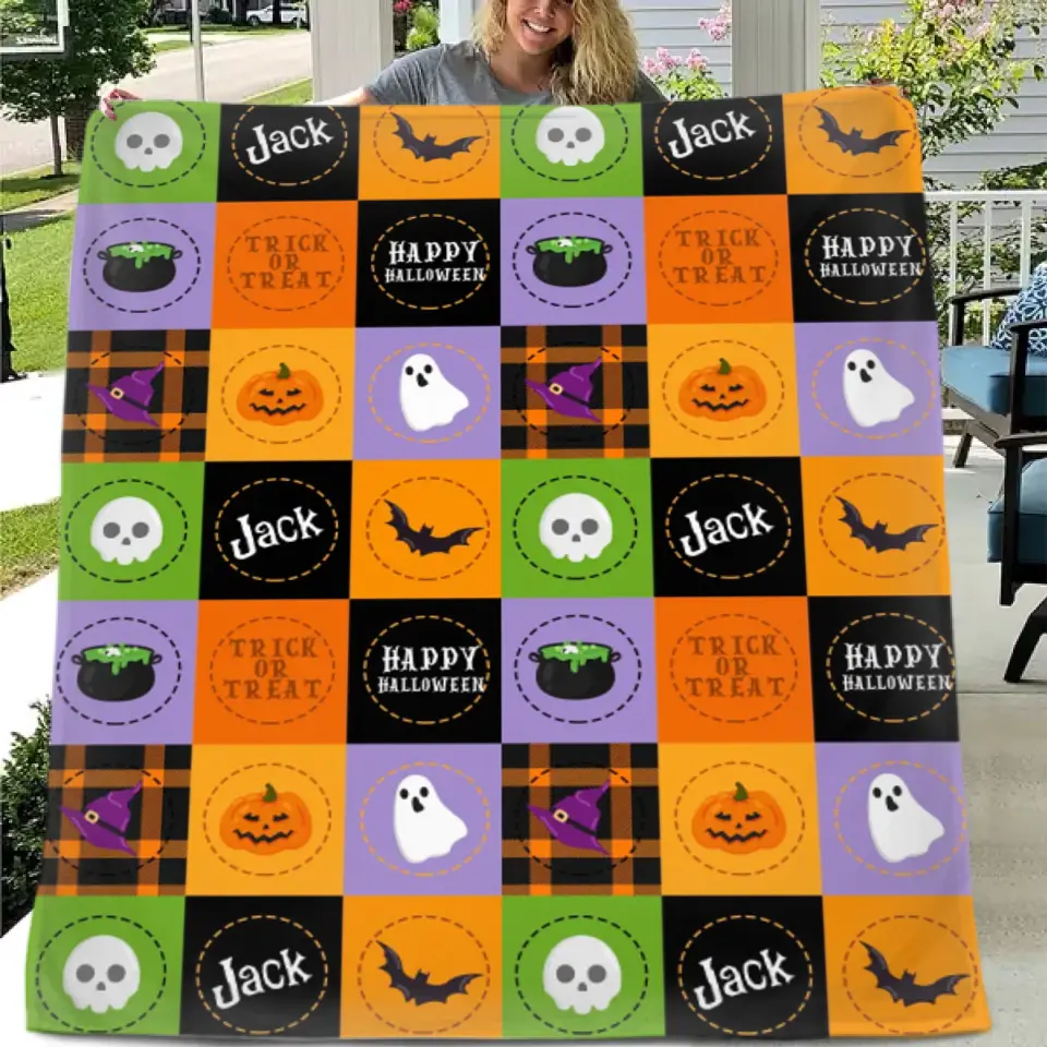 Halloween Night - Trick Or Treat Personalised Name Blanket - Gifts for Children,Friend