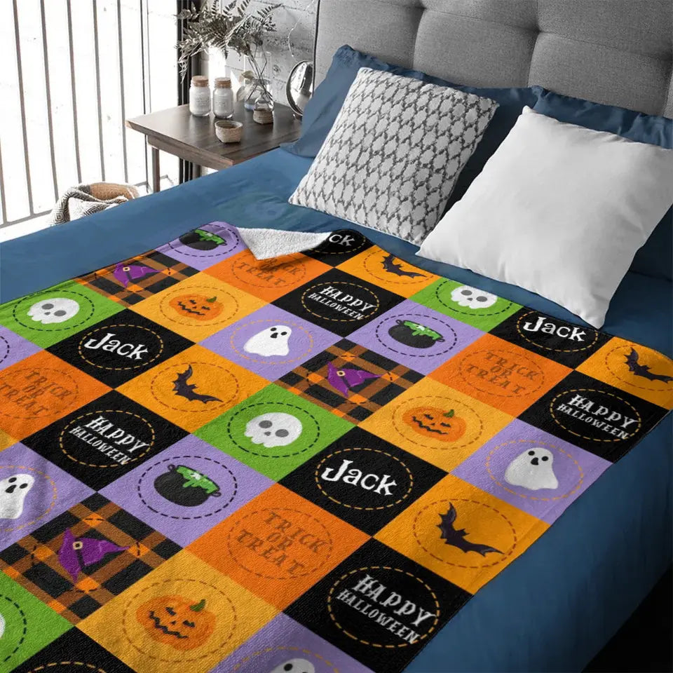 Halloween Night - Trick Or Treat Personalised Name Blanket - Gifts for Children,Friend