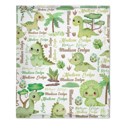 Cute Pastel Dinosaur - Personalised Name Dinosaur Blanket - Gifts for Girls,Dinosaur lovers,Newborns