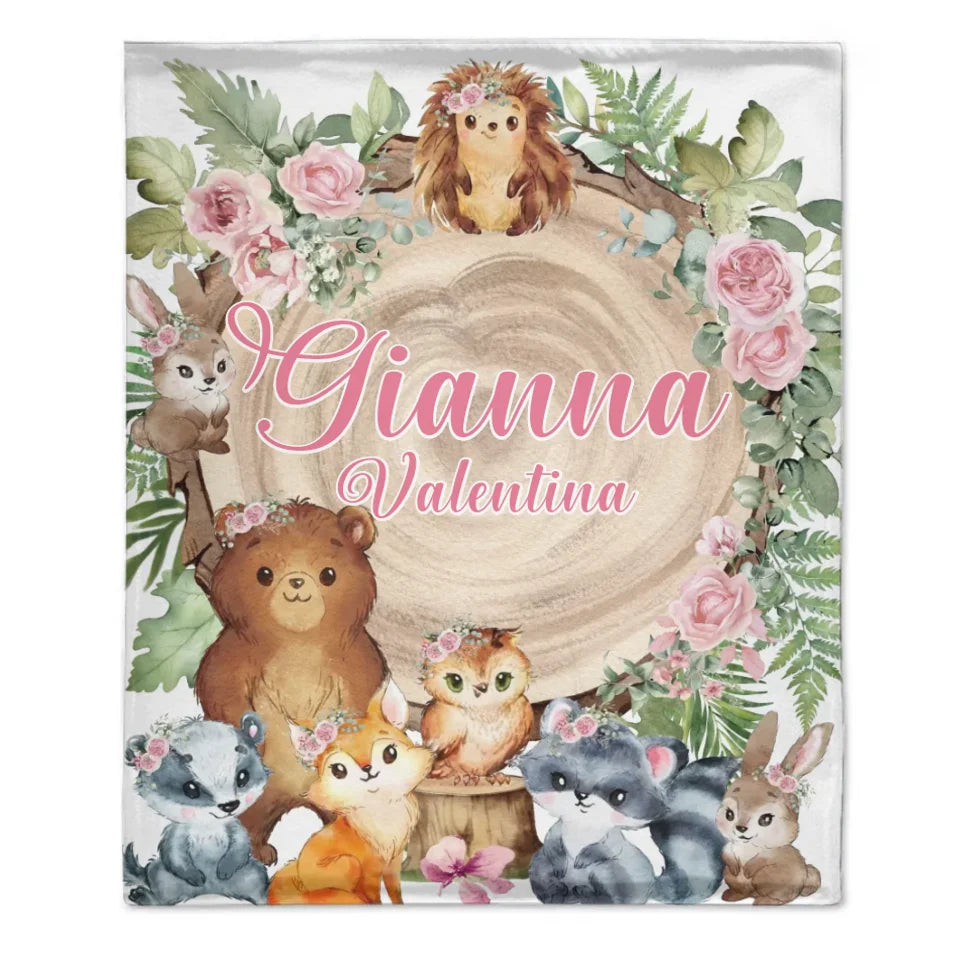 Animal Pattern Children's Personalized Blanket - Newborn Gifts for Children