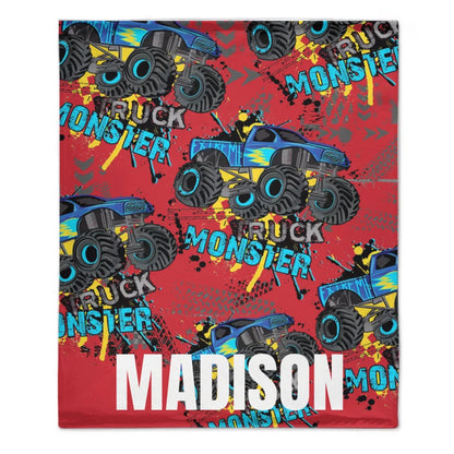 Monster Trucks Cars Motorcycles Collection - Customized Kids Name Blanket