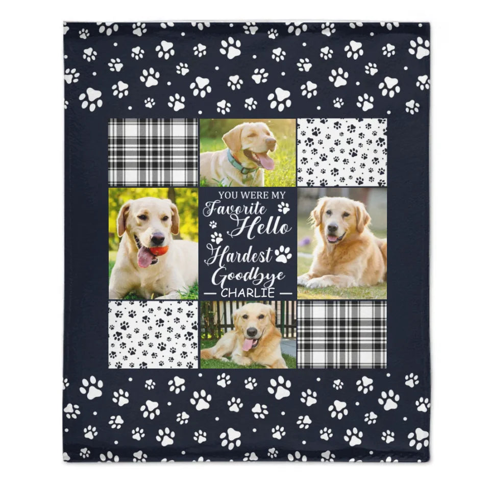 Pet Memorial Blanket - Name And Photo Custom Pet Paw Print Personalized Text Blanket - A Gift For Pet,Pet Lovers