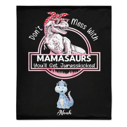 Family Customised Dinosaur Blanket - Personalised Name And Dinosaur Print Blanket - A Gift For Family,Mom