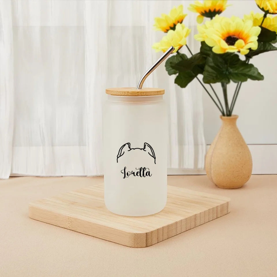 Custom Pet Name Glass - Personalised Name And Puppy Ears Glass - A Gift For Pet Lovers,Pet Owner