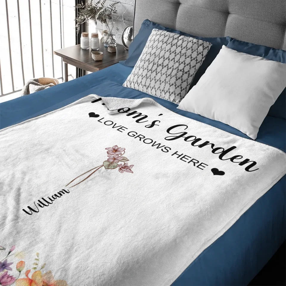 Birthday Flower Custom Blanket - Personalised Family Name And Birthday Flowers  Blanket - A Gift For Family,Mom