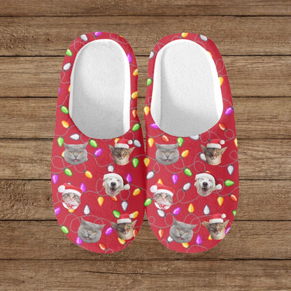 Custom Photo This Christmas, Don't Spend It Alone - Dog & Cat Personalized Custom Fluffy Slippers - Christmas Gift For Pet Owners, Pet Lovers