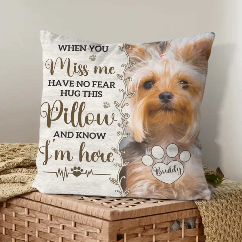 Pet Memorial Customized Pillow - Personalized Pet Photo and Name Memory Cuddle Reversible Pillow - A Gift For Pet lovers,Pet Owners