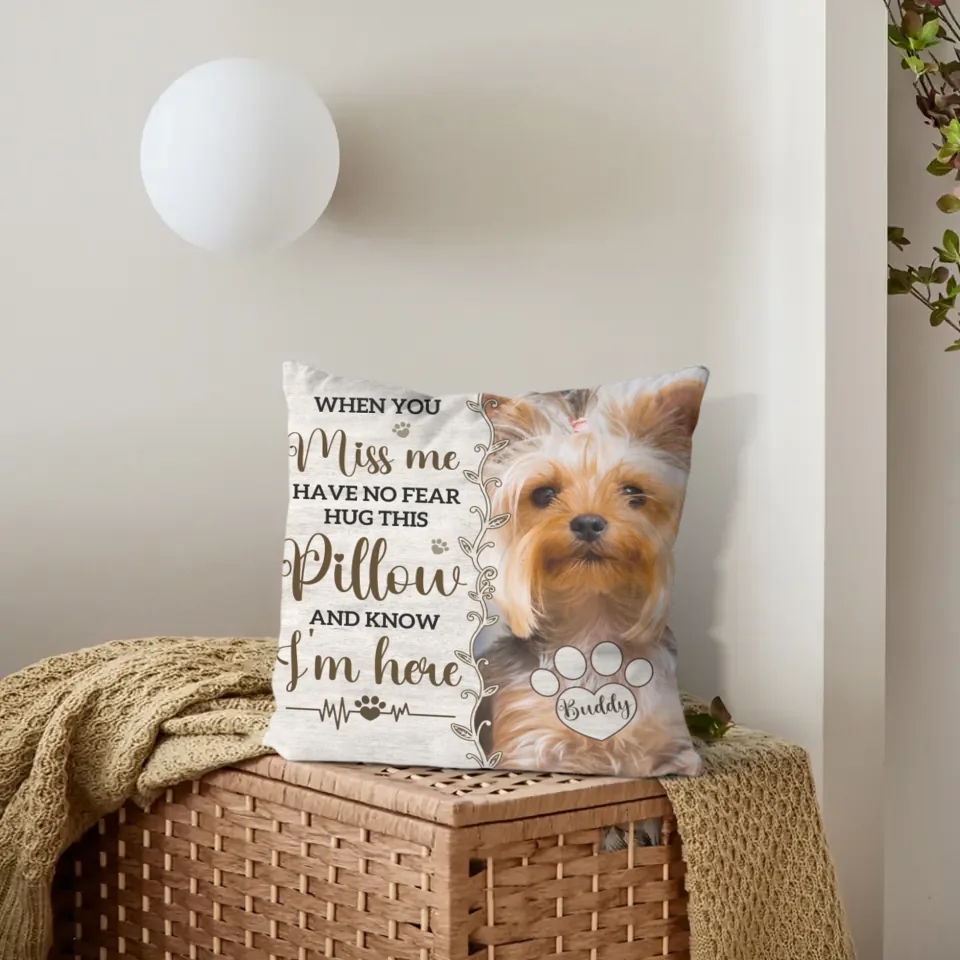 Pet Memorial Customized Pillow - Personalized Pet Photo and Name Memory Cuddle Reversible Pillow - A Gift For Pet lovers,Pet Owners