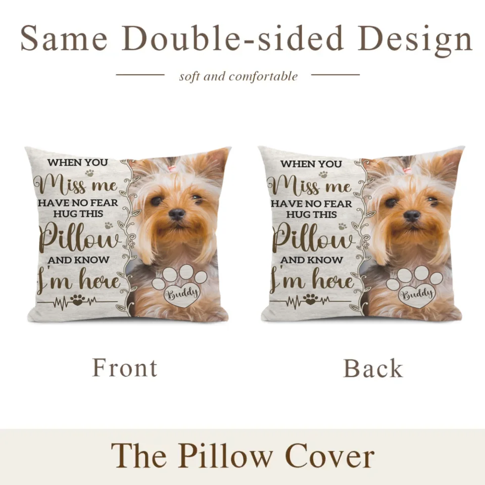 Pet Memorial Customized Pillow - Personalized Pet Photo and Name Memory Cuddle Reversible Pillow - A Gift For Pet lovers,Pet Owners