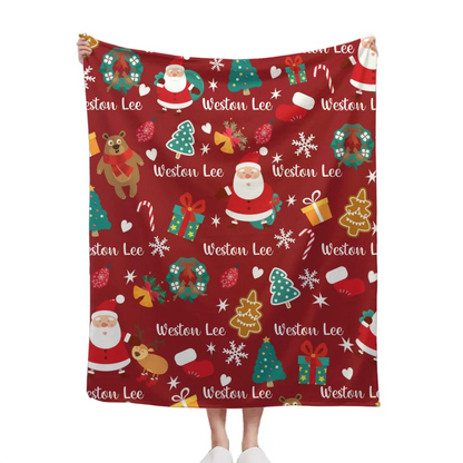 Merry Christmas - Personalized Name Customized Christmas Blanket - Christmas Gifts for the Family