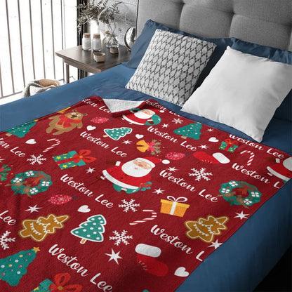 Merry Christmas - Personalized Name Customized Christmas Blanket - Christmas Gifts for the Family