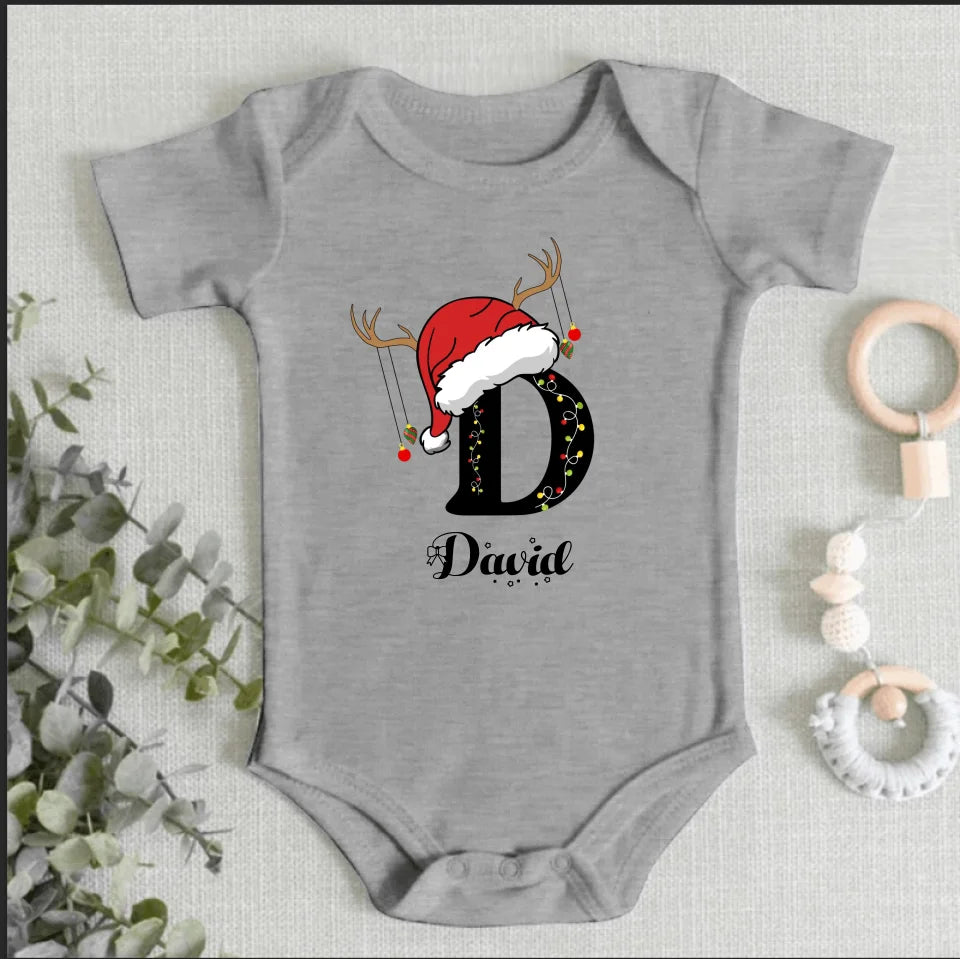 Baby's Christmas Themed Customized Apparel - Personalized Name and Christmas Style Monogrammed Sweatshirt - Christmas Gift For Baby