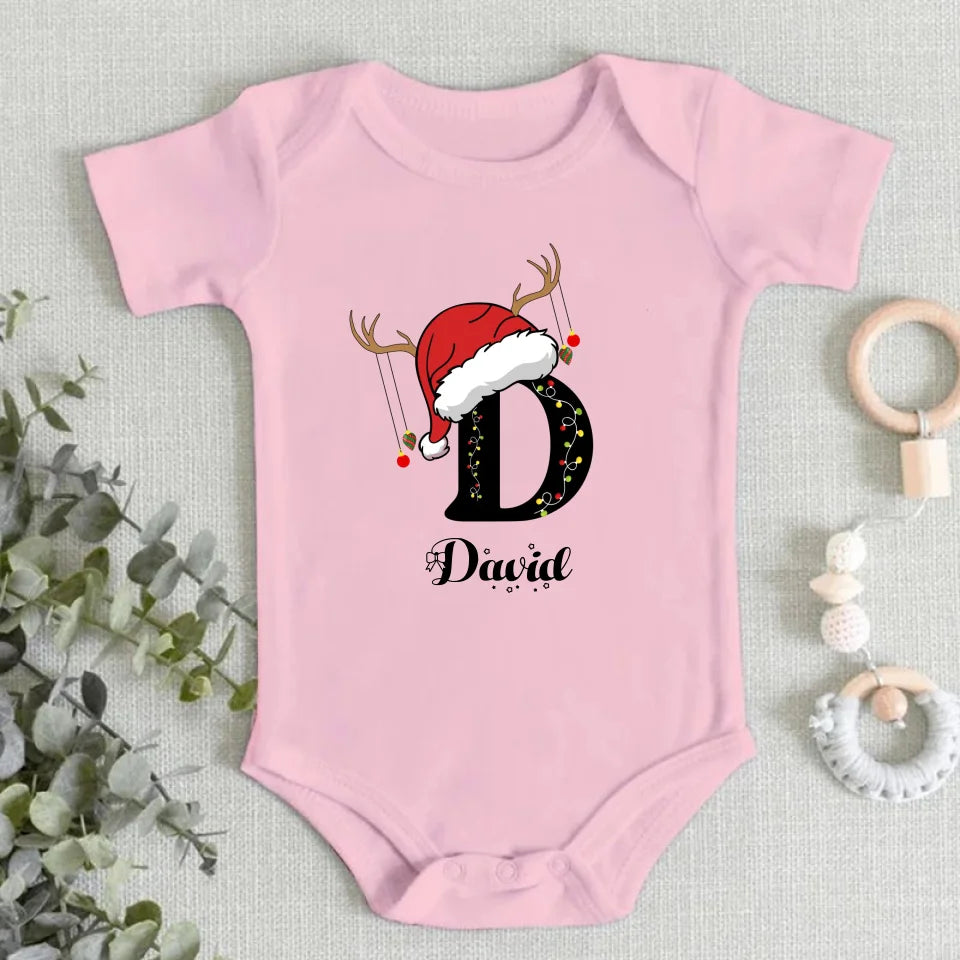 Baby's Christmas Themed Customized Apparel - Personalized Name and Christmas Style Monogrammed Sweatshirt - Christmas Gift For Baby