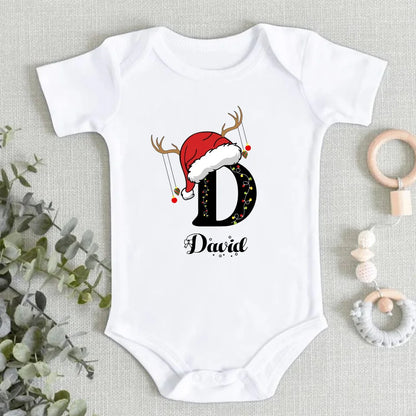 Baby's Christmas Themed Customized Apparel - Personalized Name and Christmas Style Monogrammed Sweatshirt - Christmas Gift For Baby