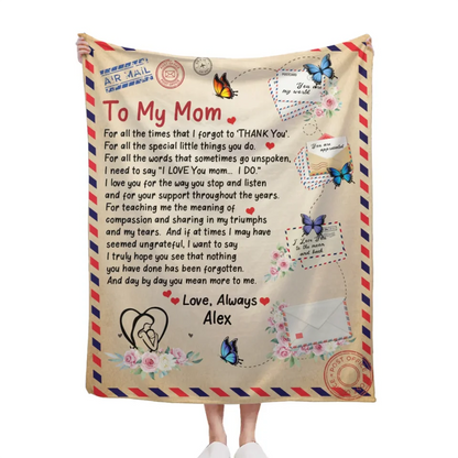 Personalized Name Custom Postcard Blanket - Gift for Mom