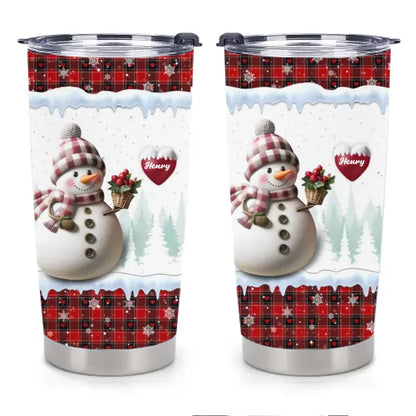 Merry Christmas Snowman Grandma-Personalized Name Customized Glass Cup-Gift for Grandma