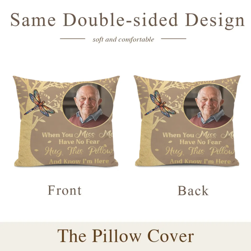 Photo Customized Memorial Pillow - Personalized photo And Bird Print Soft Pillow - A Gift For Friend,Family