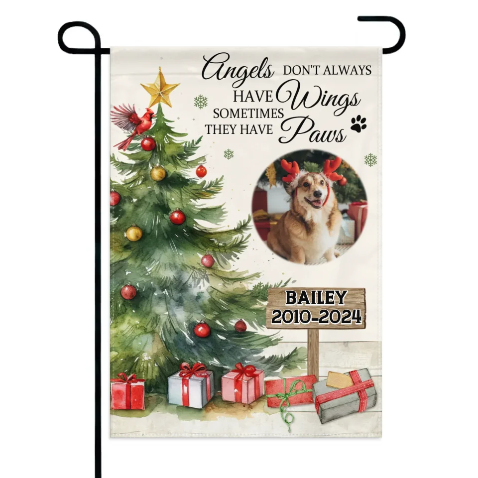 Christmas Custom Pet Memorial Garden Decorations - Personalized Pet Photos and Names Christmas Themed Garden Flags - Christmas Gifts For Pet Owners,Pet Lovers