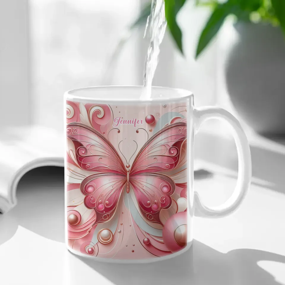 Love Butterfly - Personalized Name Custom Butterfly Decorated Mug