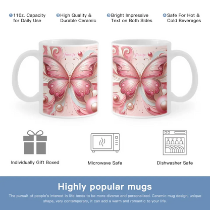 Love Butterfly - Personalized Name Custom Butterfly Decorated Mug