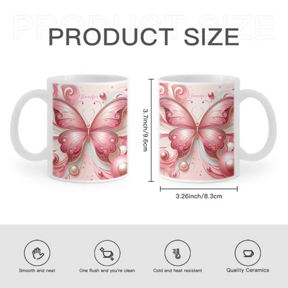 Love Butterfly - Personalized Name Custom Butterfly Decorated Mug