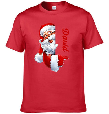 Santa Claus Pattern Customized Clothing - Couple's T-shirts With Personalized Names, Group Apparel, Family Apparel - A Gift For Friend,Family,Other Half