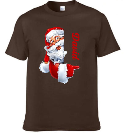 Santa Claus Pattern Customized Clothing - Couple's T-shirts With Personalized Names, Group Apparel, Family Apparel - A Gift For Friend,Family,Other Half