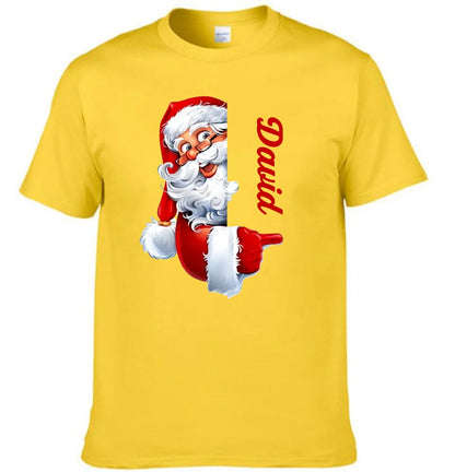 Santa Claus Pattern Customized Clothing - Couple's T-shirts With Personalized Names, Group Apparel, Family Apparel - A Gift For Friend,Family,Other Half