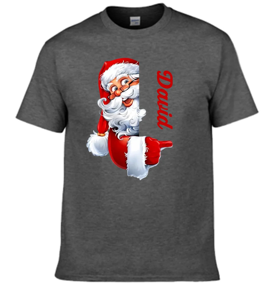 Santa Claus Pattern Customized Clothing - Couple's T-shirts With Personalized Names, Group Apparel, Family Apparel - A Gift For Friend,Family,Other Half