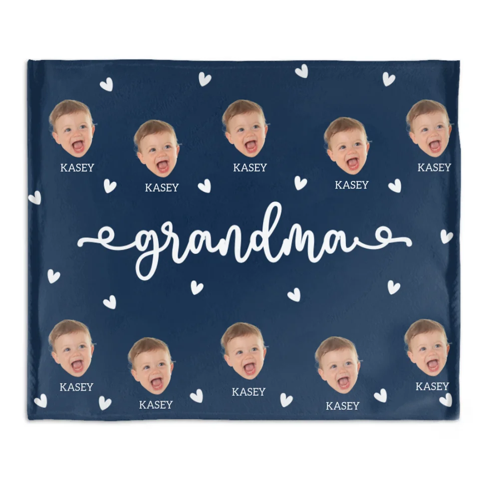 Grandma Custom Kid Face - Personalized Photo Wearable Blanket