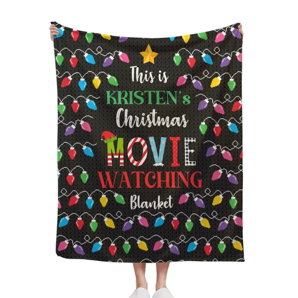 Customized Christmas Movie Viewing Blankets - Multi-colored Soft Blanket With Personalized Name - A Gift For Yourself,Friend,Family