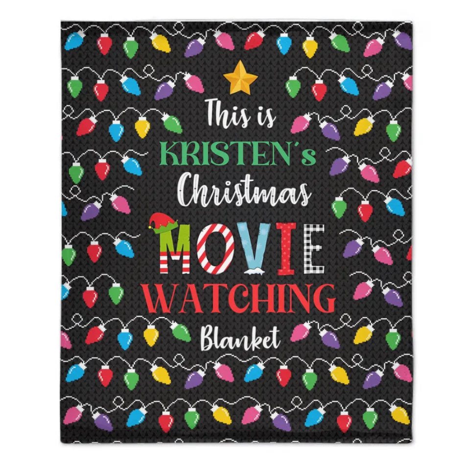 Customized Christmas Movie Viewing Blankets - Multi-colored Soft Blanket With Personalized Name - A Gift For Yourself,Friend,Family