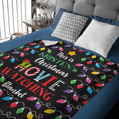 Customized Christmas Movie Viewing Blankets - Multi-colored Soft Blanket With Personalized Name - A Gift For Yourself,Friend,Family