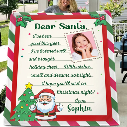 Christmas Letter Custom Blanket - Letter To Santa Soft Blanket Personalized With Photo And Name - A Gift For Child