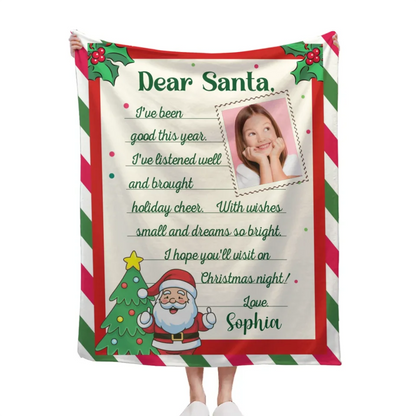 Christmas Letter Custom Blanket - Letter To Santa Soft Blanket Personalized With Photo And Name - A Gift For Child