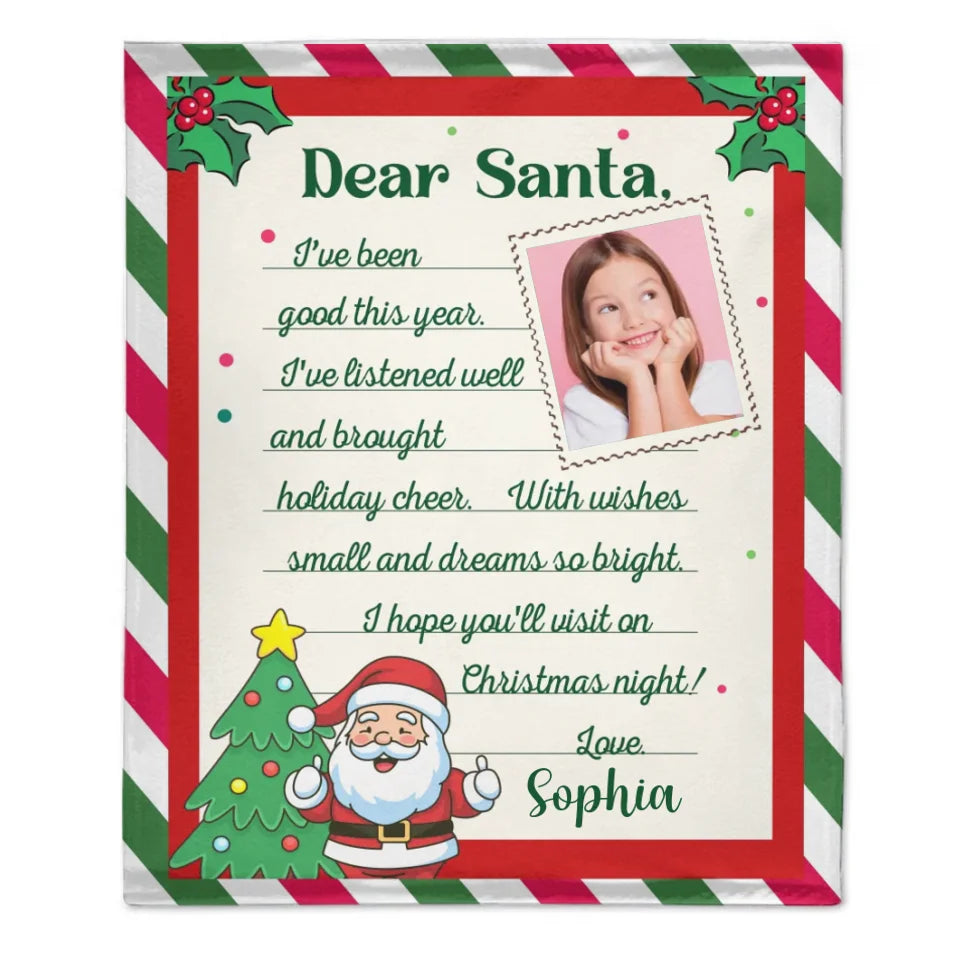 Christmas Letter Custom Blanket - Letter To Santa Soft Blanket Personalized With Photo And Name - A Gift For Child