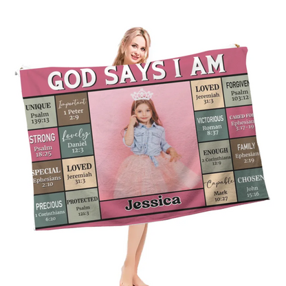 Customized Warm Horizontal Blankets - Soft Facecloth Blanket Personalized With Child's Name And Photo - A Gift For Child