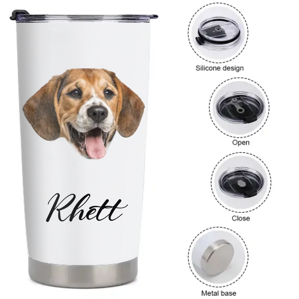 Custom Pet Themed Insulated Mugs - Personalized Pet Name and Photo Mug - Pet Lover Gifts