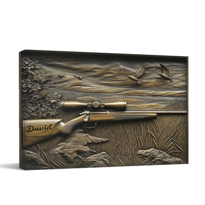 Customized Hunting Rifle Wall Art - Personalized Name Hunting Canvas Painting - A Gifts For Friends