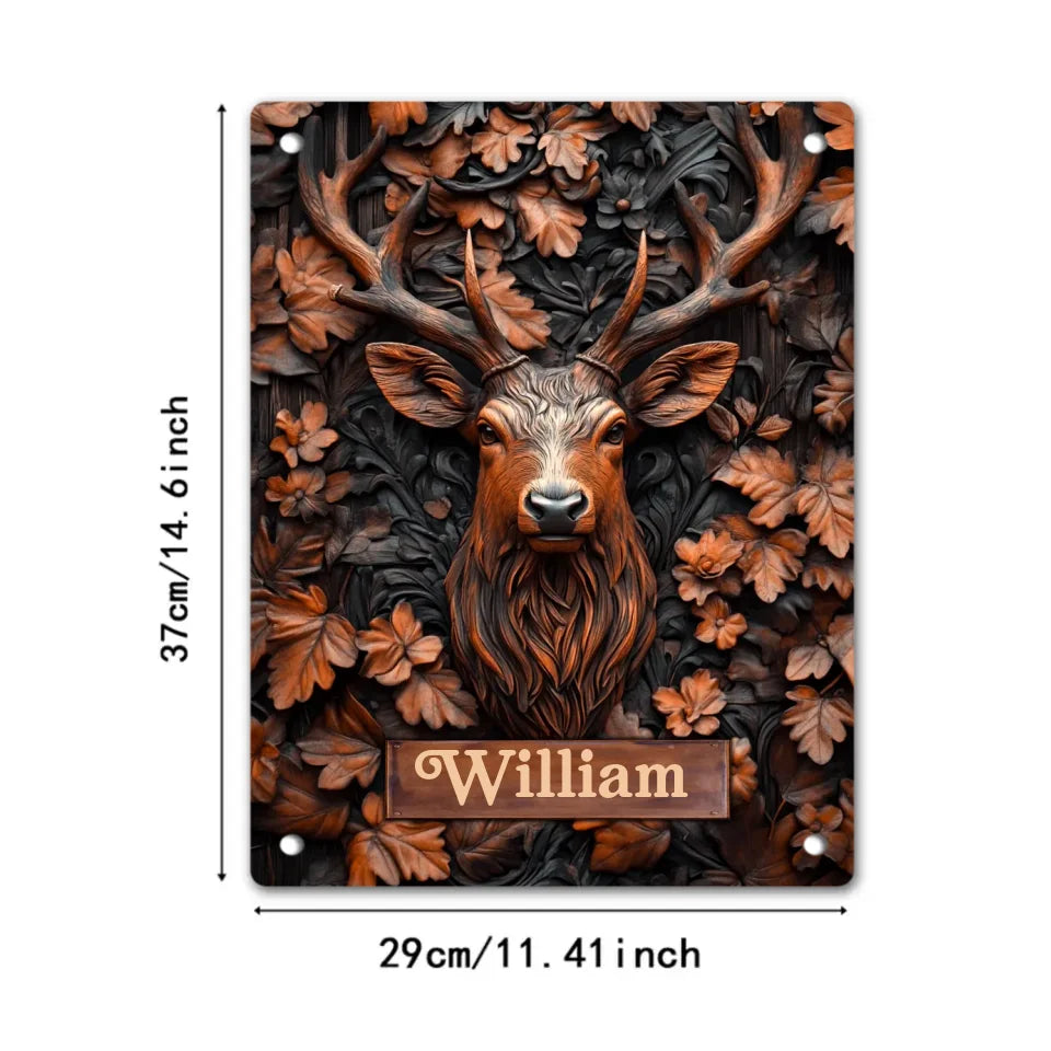 Stunning Deer Custom Tinfoil Wall Scroll - Personalized Name Art Embossed Deer Pattern Metal Pictorials - A Gift For Friend