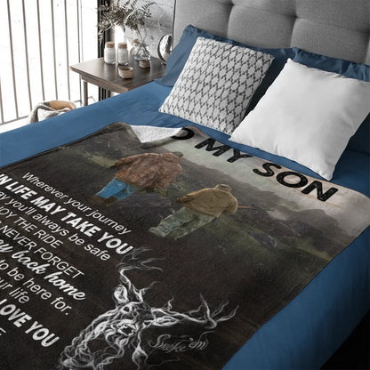 Hunting-themed Customized Blankets - Warm Text Personalized Flannel Blanket With Giver's And Recipient's Name Or Designation - Gifts Of Love For Son, Daughter, Family