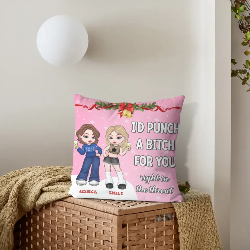 Customized Friendship Pillow - Personalized Name and Friends Character Image Pillow - Christmas Gift For Best Friends, BFF, Sisters