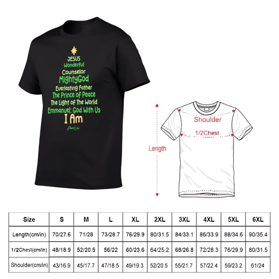 Customized Jesus-themed Text Apparel - Personalized Name Christmas Tree Shape Text Printed Costume - A Gift For Disciples Of Jesus,Yourself,Friend