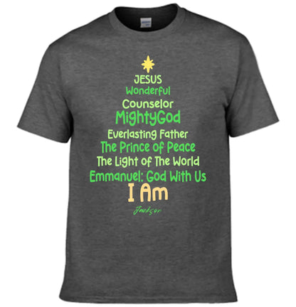 Customized Jesus-themed Text Apparel - Personalized Name Christmas Tree Shape Text Printed Costume - A Gift For Disciples Of Jesus,Yourself,Friend