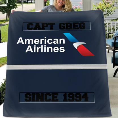 Pilot Blanket, Custom Rating and Airline Logo Blanket - Gifts for Flying Enthusiasts