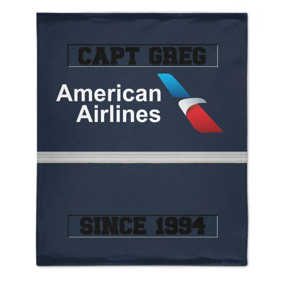 Pilot Blanket, Custom Rating and Airline Logo Blanket - Gifts for Flying Enthusiasts