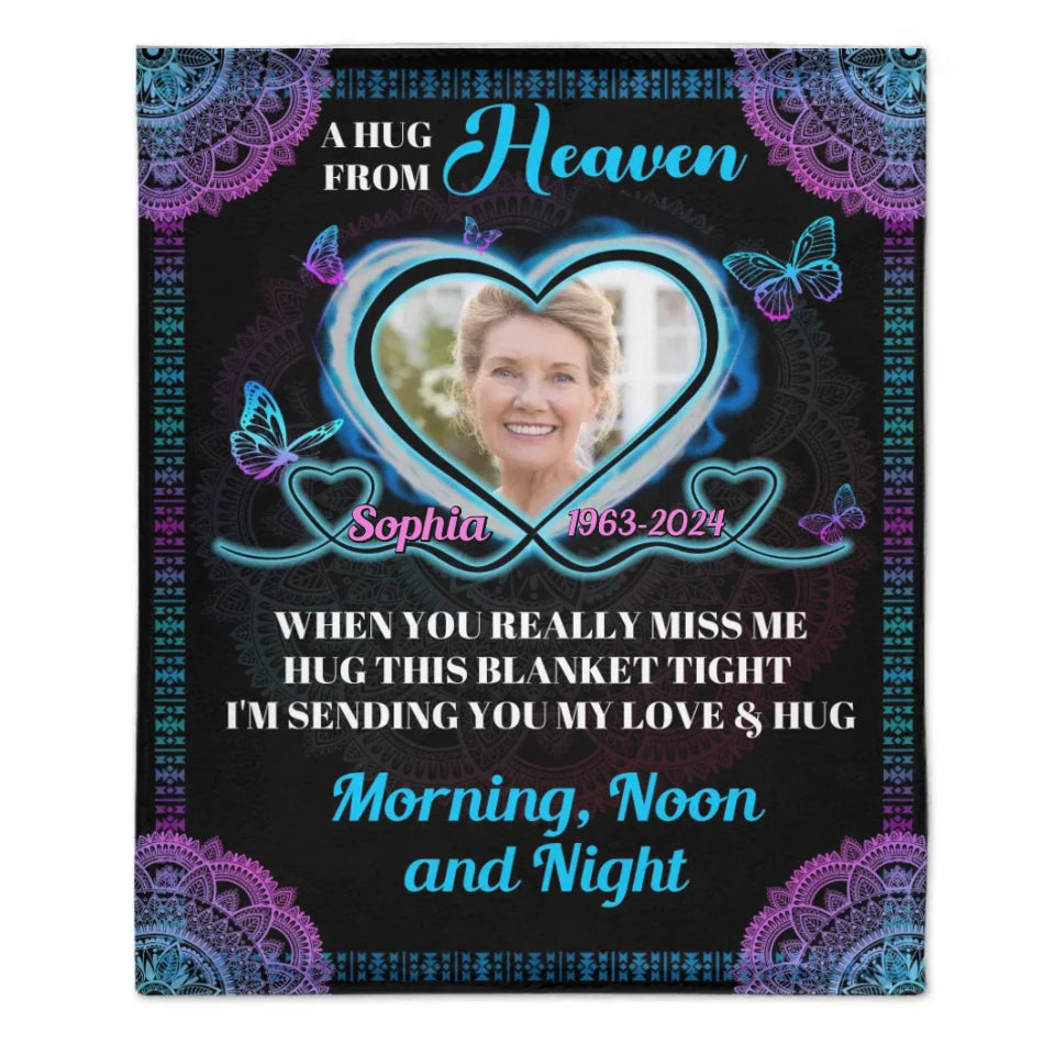 Customized Memorial Blankets - Personalized Name Time and Photo Character Memorial Flannel Blanket - A Sympathy Gift For Family,Friend,Yourself