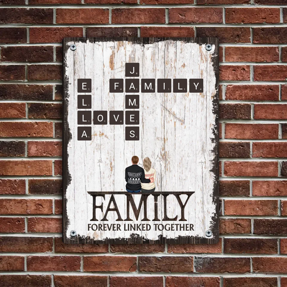 Custom Family Wall Art - Personalized Family Print and Scrabble Word Metallic Painting - Gifts For the Family,Yourself