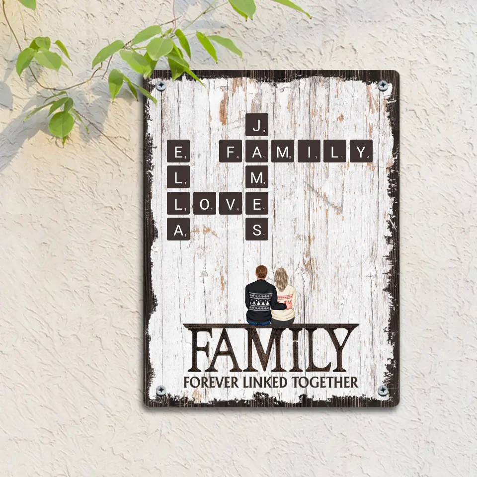 Custom Family Wall Art - Personalized Family Print and Scrabble Word Metallic Painting - Gifts For the Family,Yourself