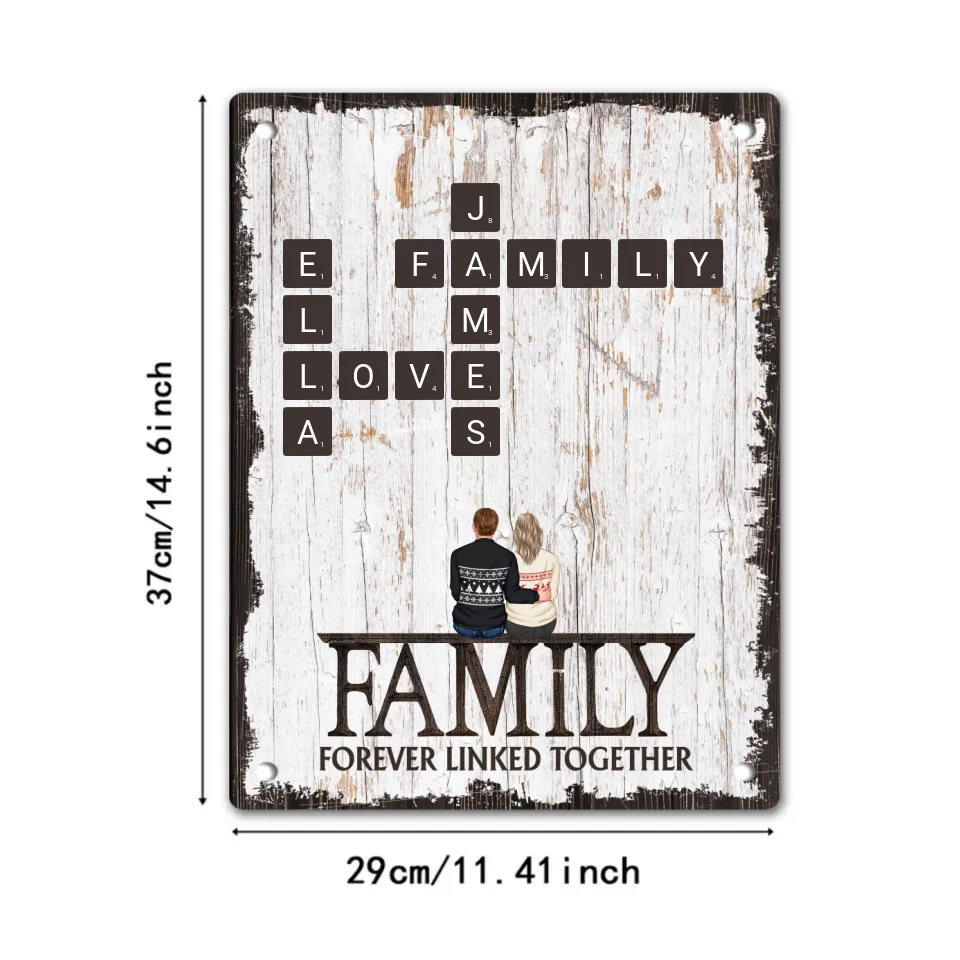 Custom Family Wall Art - Personalized Family Print and Scrabble Word Metallic Painting - Gifts For the Family,Yourself